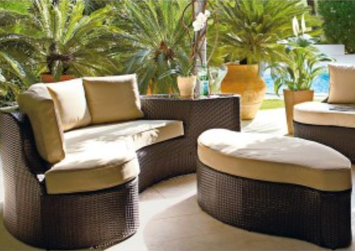 Home 4 Seater Rattan Effect Sofa Set Brown