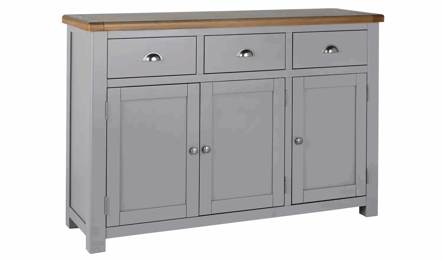 Habitat Kent 3 Door 3 Drawer Sideboard-Light Grey.