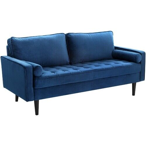 HUDSON 3 SEATER FABRIC VELVET BLUE